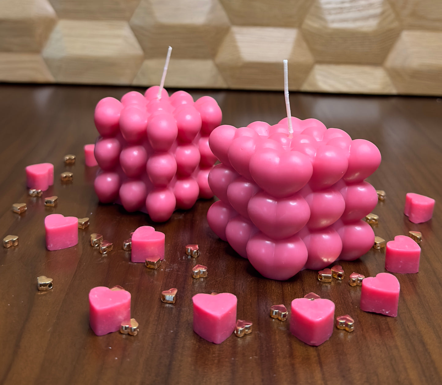 Bubble heart decorative candle